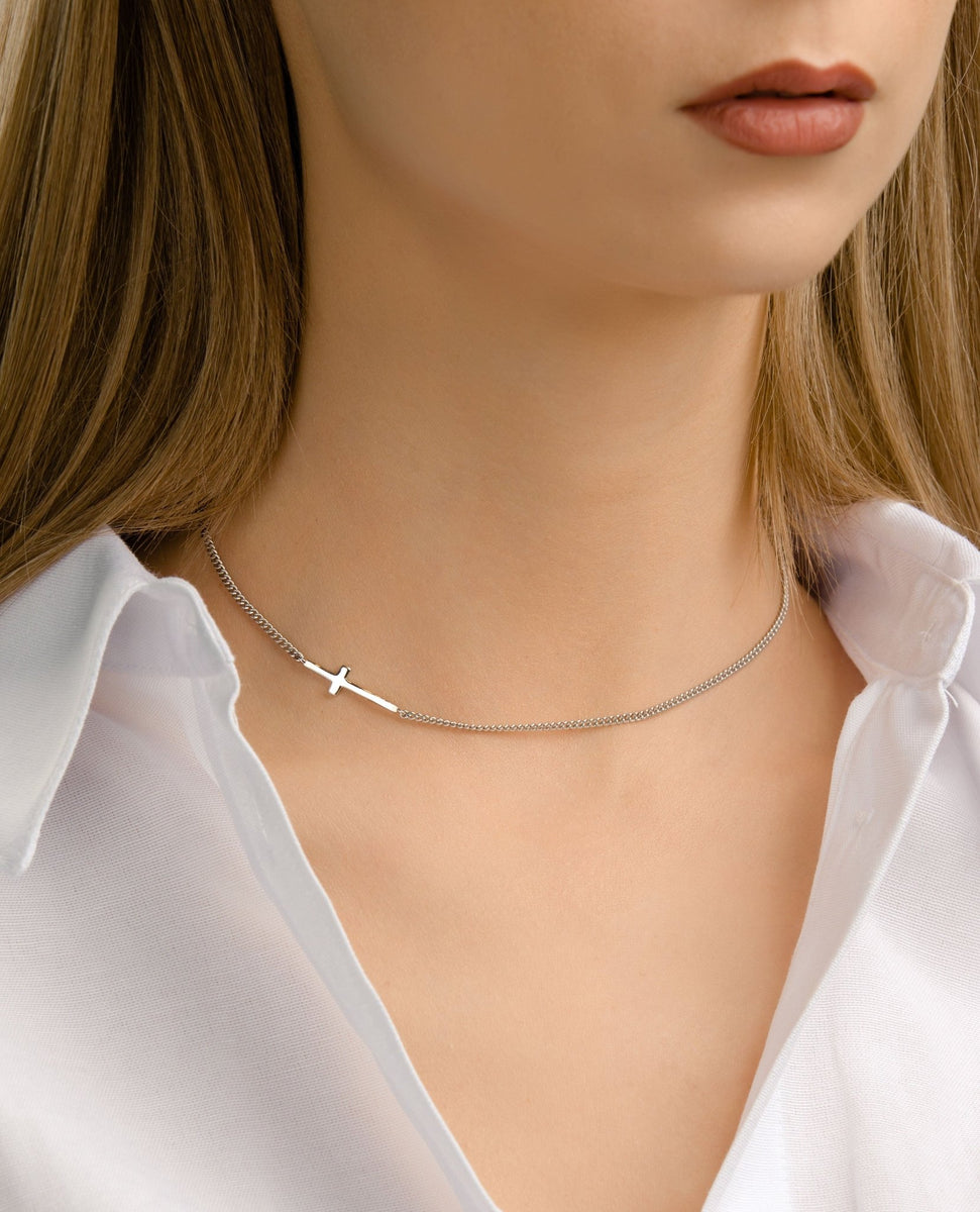 Colier din argint Cruce (Silver/Gold) – Moreas Jewelry